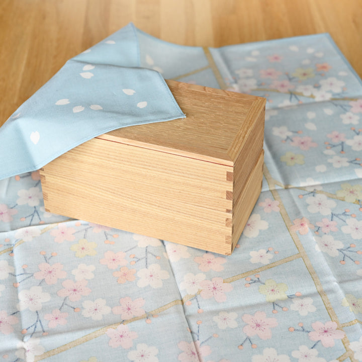 Hime Musubi Adeline Klam Furoshiki | Cherry Blossom Blue Gray