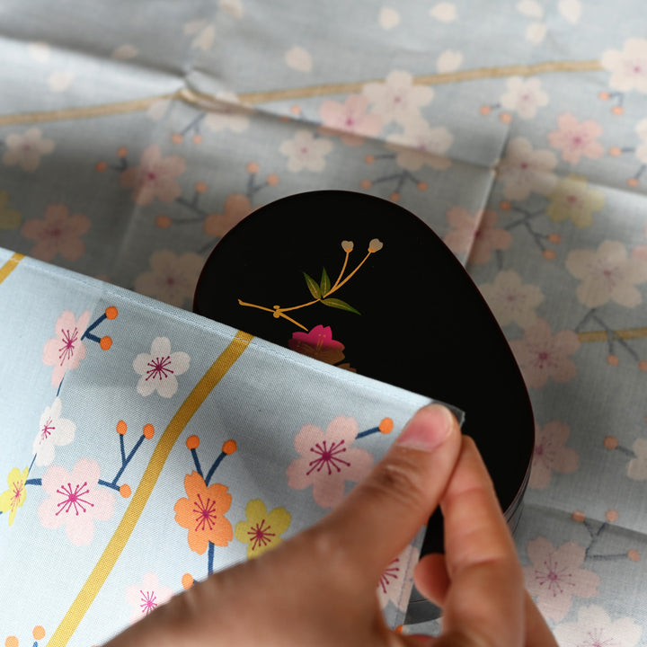 Hime Musubi Adeline Klam Furoshiki | Cherry Blossom Blue Gray