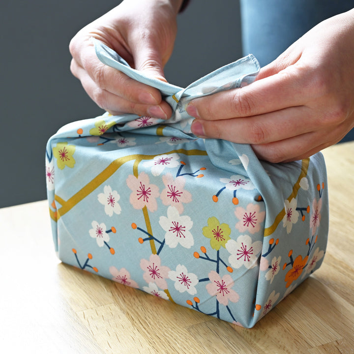 Hime Musubi Adeline Klam Furoshiki | Cherry Blossom Blue Gray