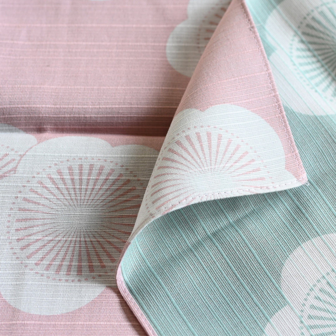 Isa Monyo Reversible Furoshiki | Japanese Apricot Baby Pink/Mint