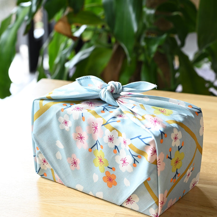 Hime Musubi Adeline Klam Furoshiki | Cherry Blossom Blue Gray