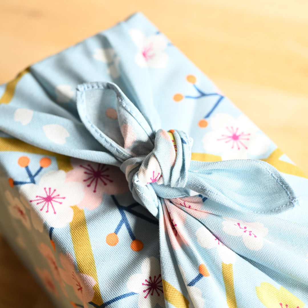 Hime Musubi Adeline Klam Furoshiki | Cherry Blossom Blue Gray