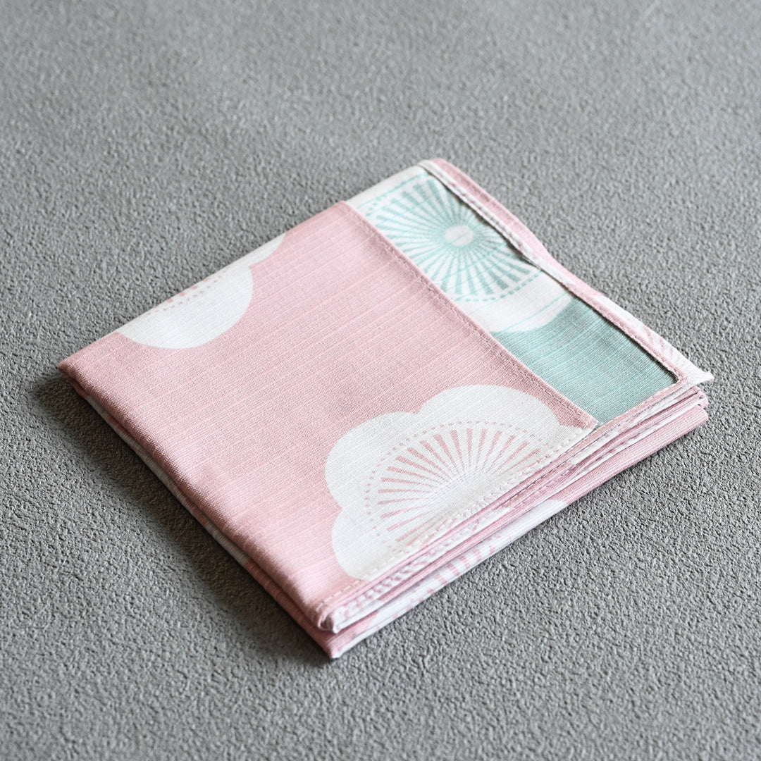 Isa Monyo Reversible Furoshiki | Japanese Apricot Baby Pink/Mint