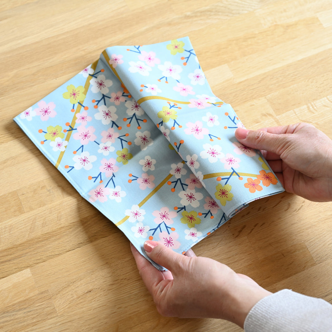 Hime Musubi Adeline Klam Furoshiki | Cherry Blossom Blue Gray