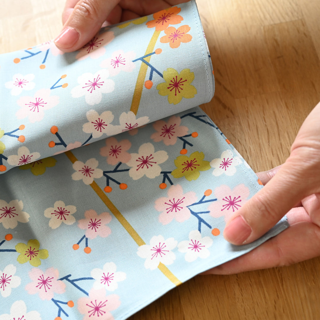 Hime Musubi Adeline Klam Furoshiki | Cherry Blossom Blue Gray