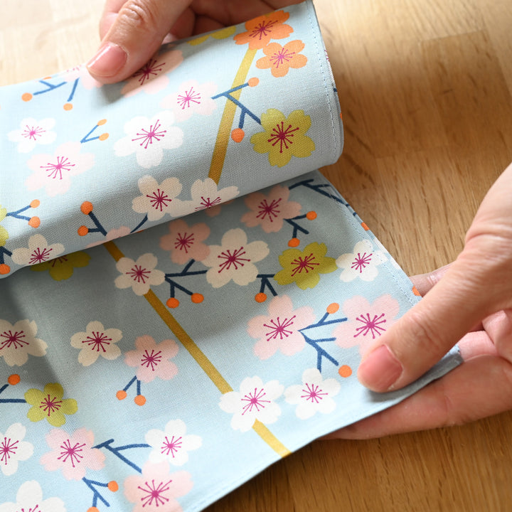 Hime Musubi Adeline Klam Furoshiki | Cherry Blossom Blue Gray