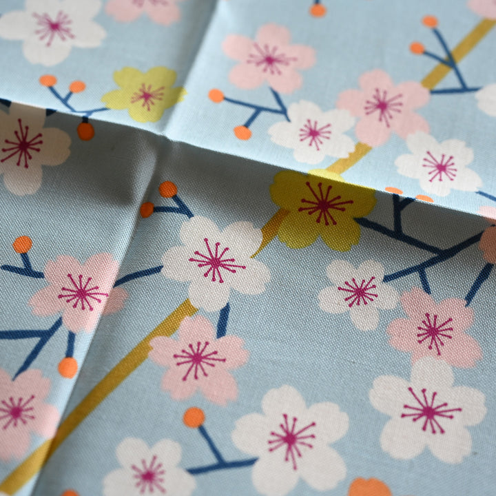 Hime Musubi Adeline Klam Furoshiki | Cherry Blossom Blue Gray
