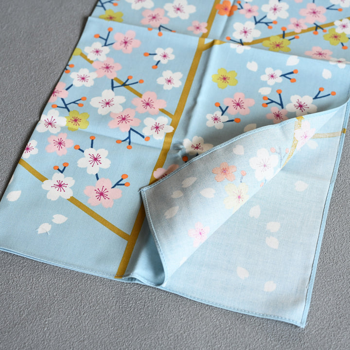 Hime Musubi Adeline Klam Furoshiki | Cherry Blossom Blue Gray