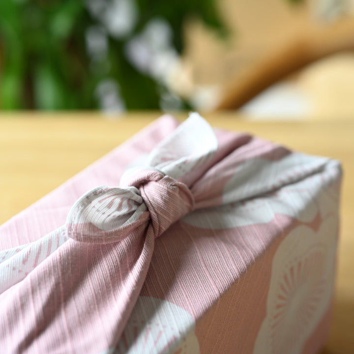 Isa Monyo Reversible Furoshiki | Japanese Apricot Baby Pink/Mint