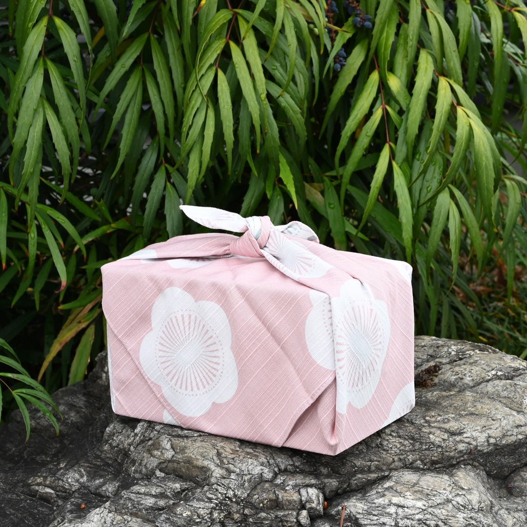 Isa Monyo Reversible Furoshiki | Japanese Apricot Baby Pink/Mint