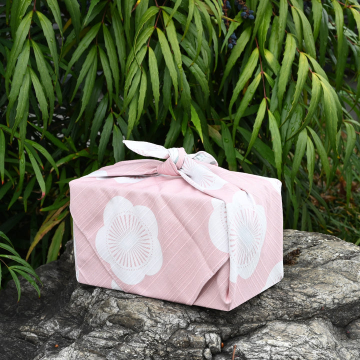 Isa Monyo Reversible Furoshiki | Japanese Apricot Baby Pink/Mint