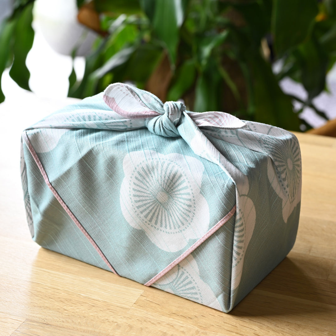 Isa Monyo Reversible Furoshiki | Japanese Apricot Baby Pink/Mint