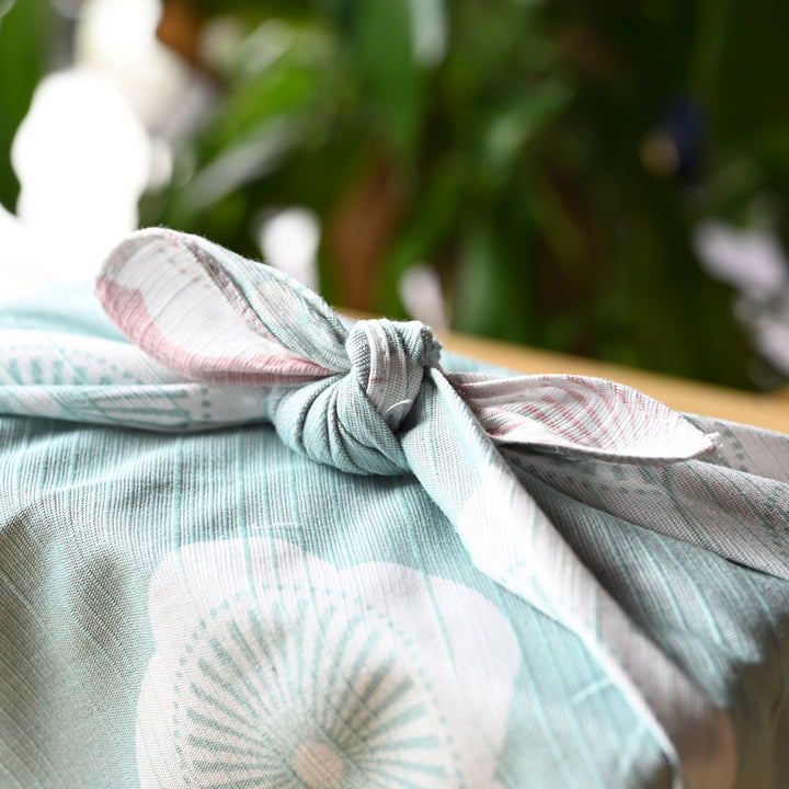 Isa Monyo Reversible Furoshiki | Japanese Apricot Baby Pink/Mint